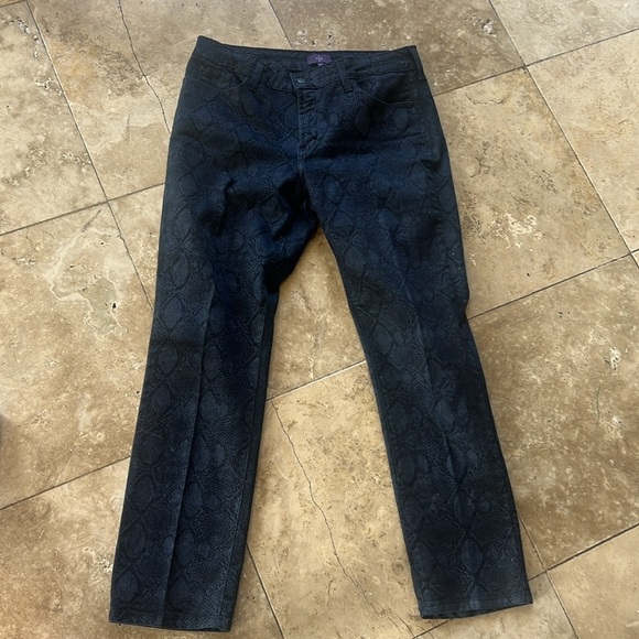 NYDJ ladies navy and black snake print pattern pants 12P. Perfect condition - Picture 3 of 13